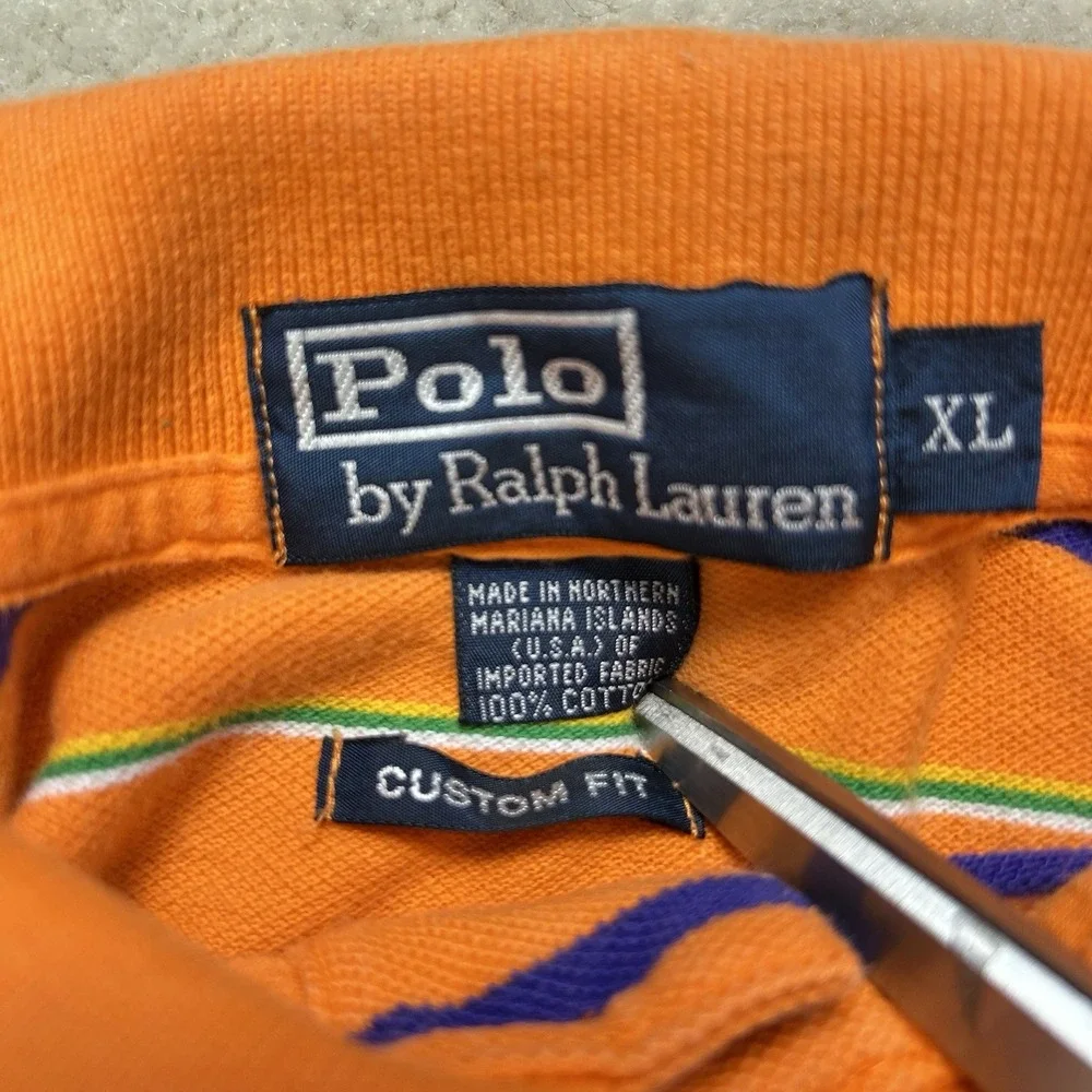 Vintage 90s Polo Ralph Lauren Shirt Men's XL Custom Fit USA Made Pique Preppy
